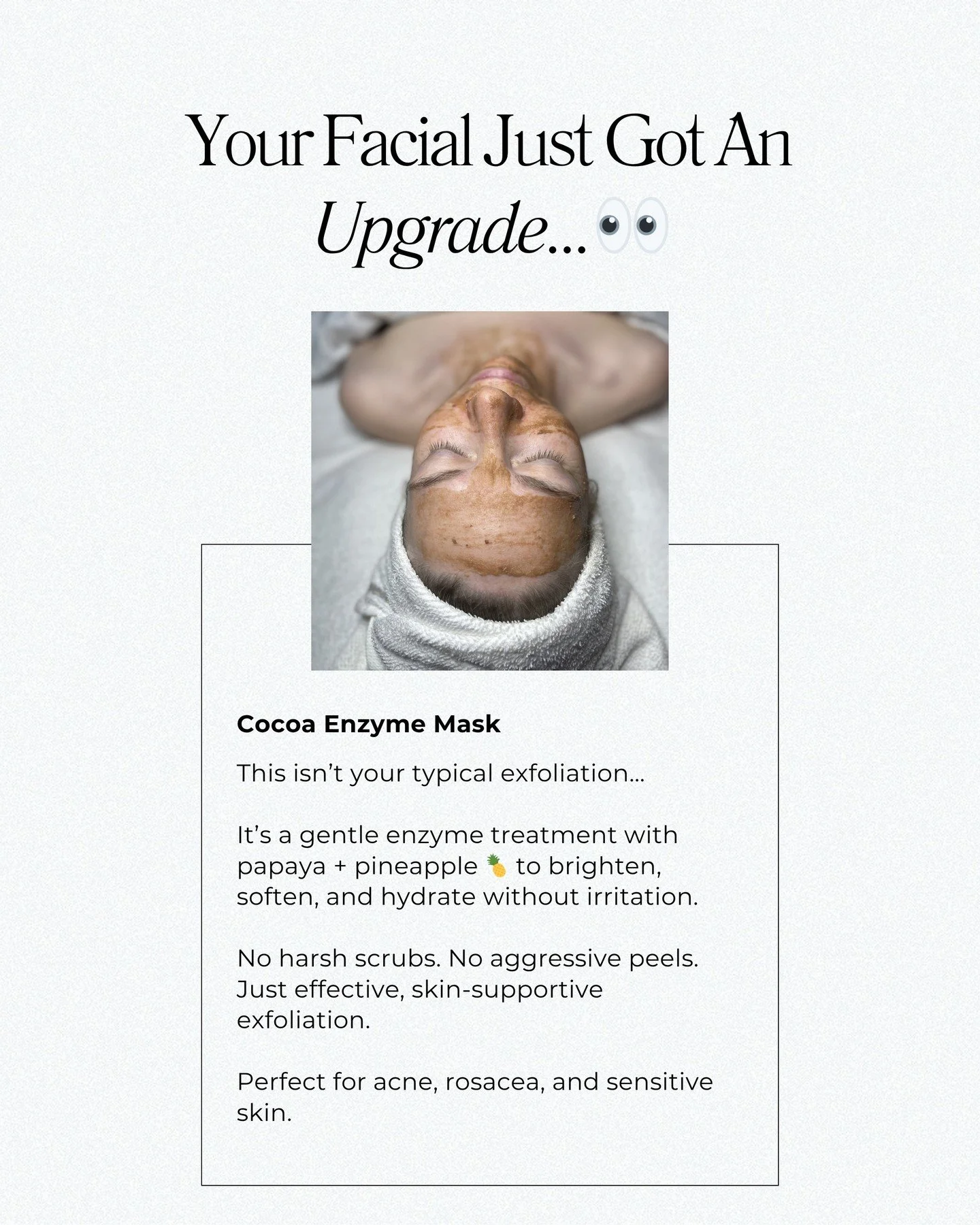 The Cocoa Enzyme Mask is now in studio&hellip;⁠
and it&rsquo;s the kind of exfoliation your skin actually wants.⁠
⁠
Powered by papaya + pineapple enzymes, it gently resurfaces while helping to:⁠
⁠
⚡️ Brighten dull skin⁠
⚡️ Soften texture⁠
⚡️ Hydrate 