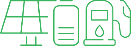 Eco-friendly home appliances including solar panels, a water heater, and an energy-efficient furnace.