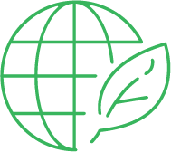 Green globe with a leaf in front, symbolizing environmental awareness or eco-friendly concept.