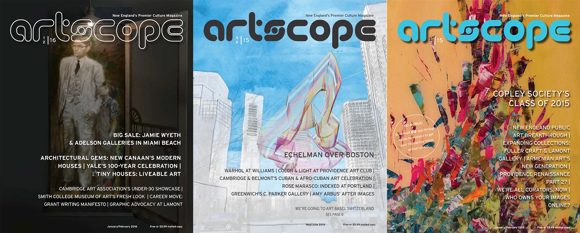 January/February 2016, May/June 2015, and Janurary/February 2015 issues .