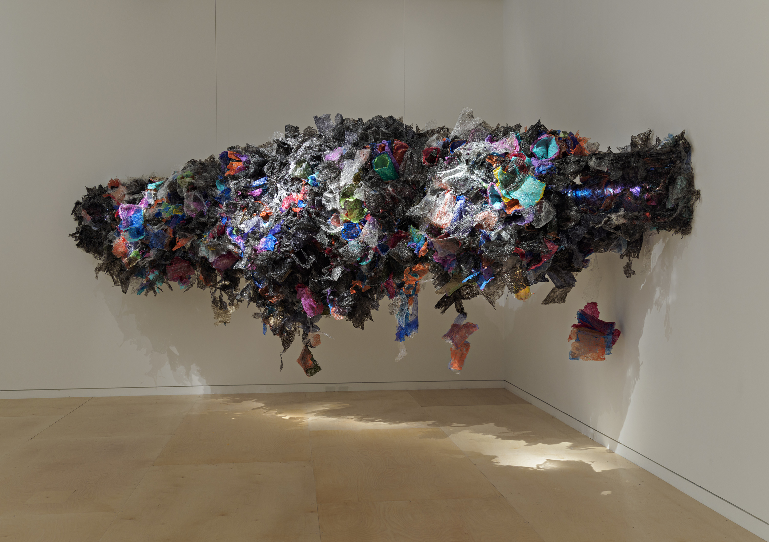 Untitled (2016)Aditi Joshi; Mumbai, IndiaFused plastic bags, acrylic paint, LED lighting, and wooden armatureImage Courtesy of MFA Boston