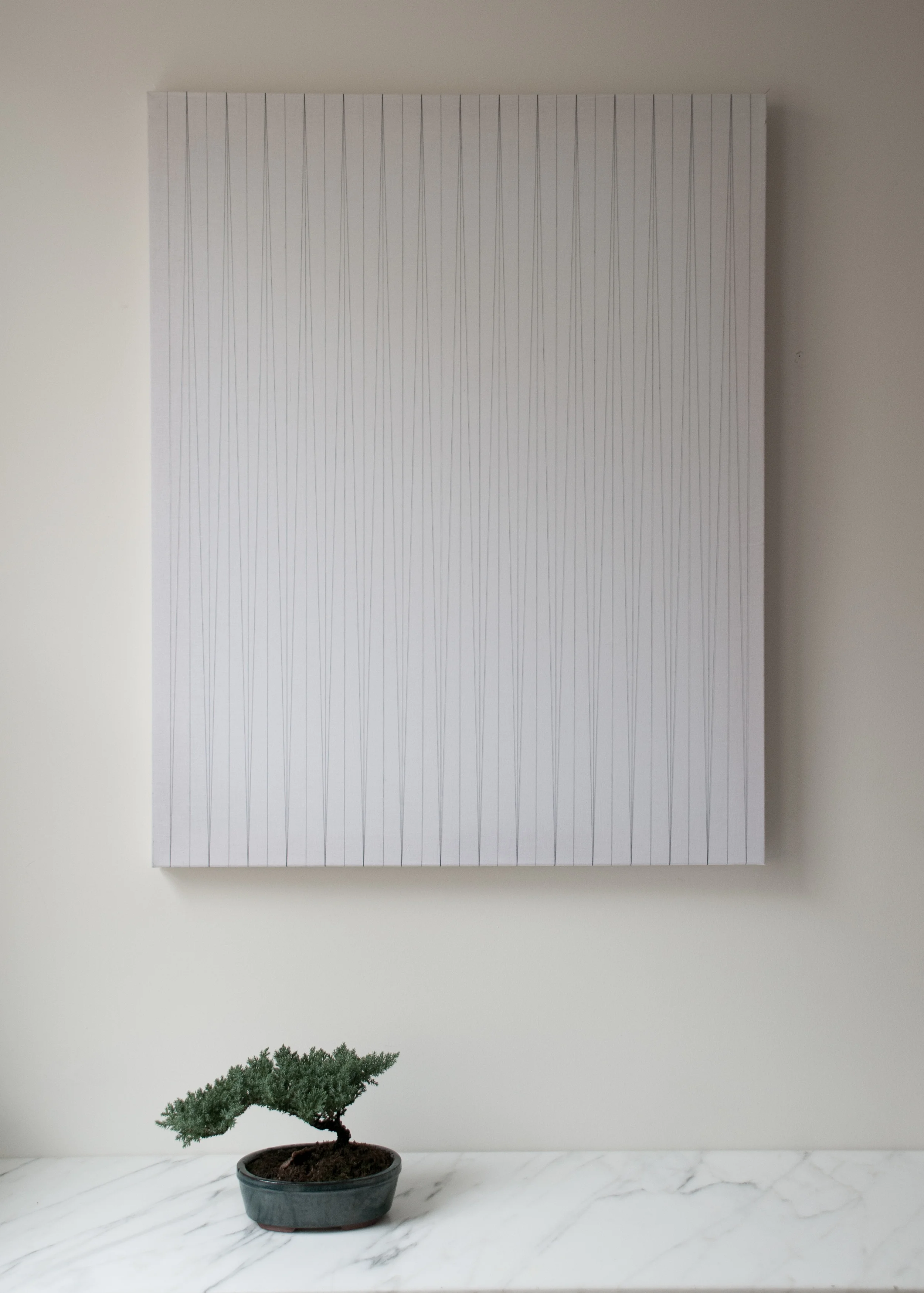 The Bridge (2015) White muslin, cotton thread 32 x 40 in Photo Courtesy of Sweetu Patel