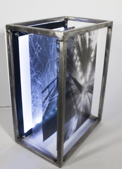 Lacy Pathways, Steel, Plexiglass, Transparent Film, 14” x 10” x 7”, 2014