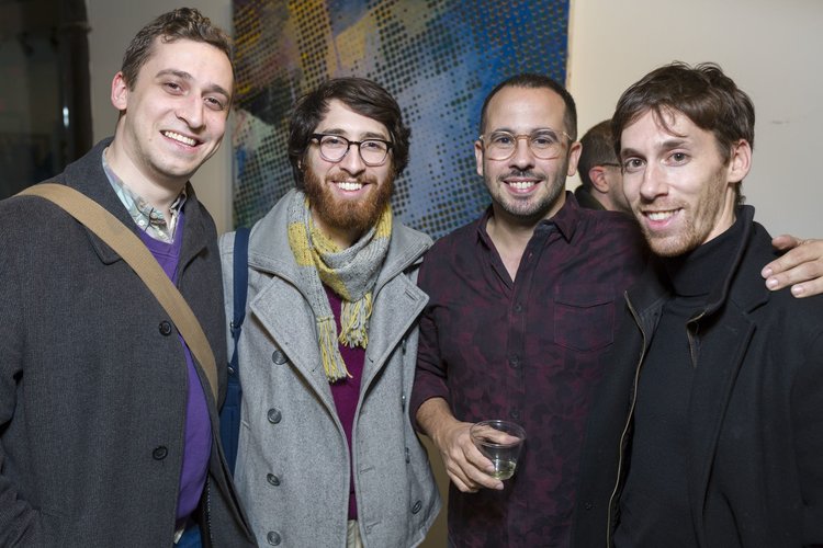 A lively crowd at A R E A opening night, including Gallery Director, David Guerra (2nd from right), image courtesy of A R E A Gallery Facebook