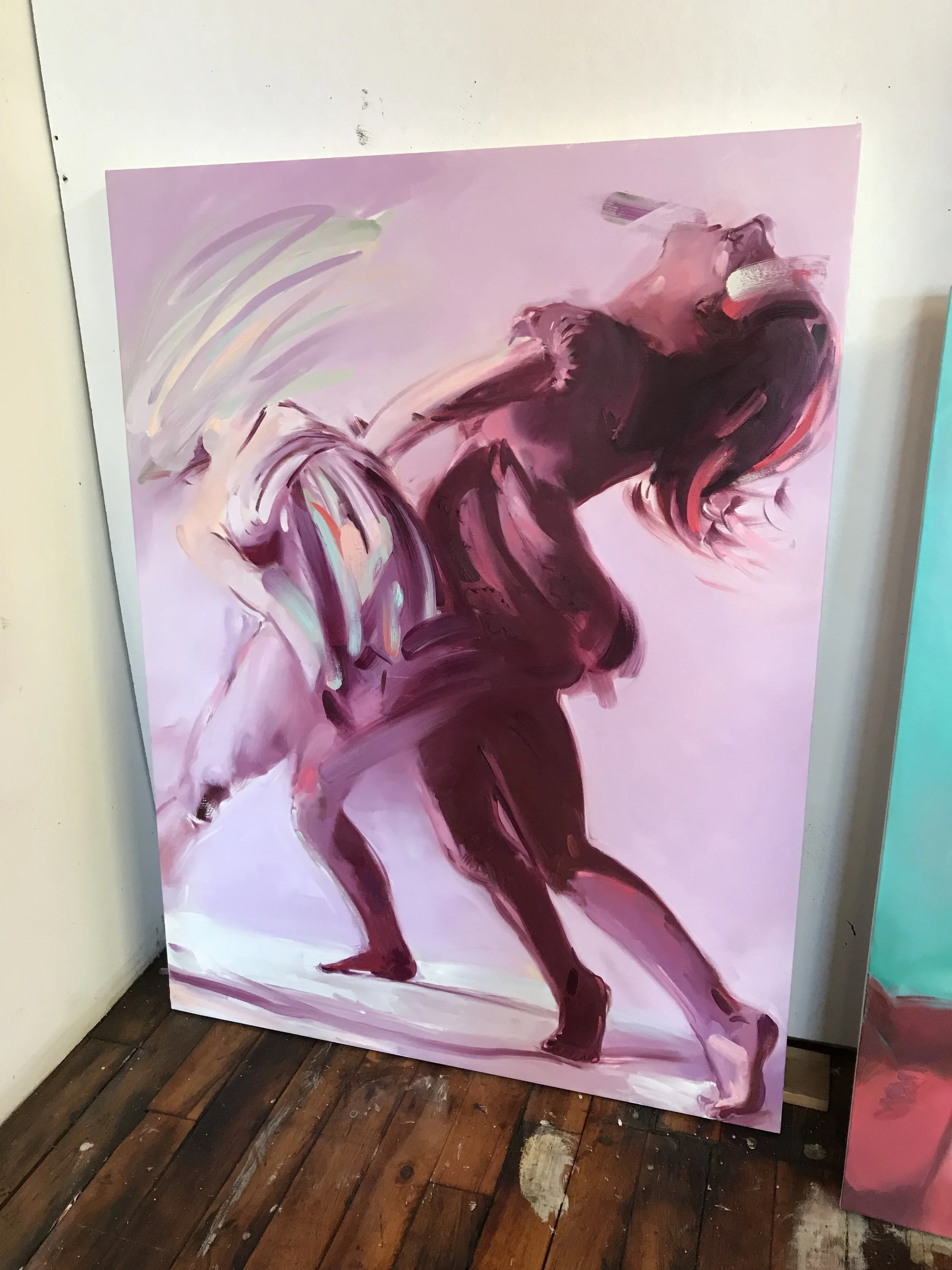 Ariel Basson Freiberg, Double Twist, oil on linen, 48 x 36 in., 2018