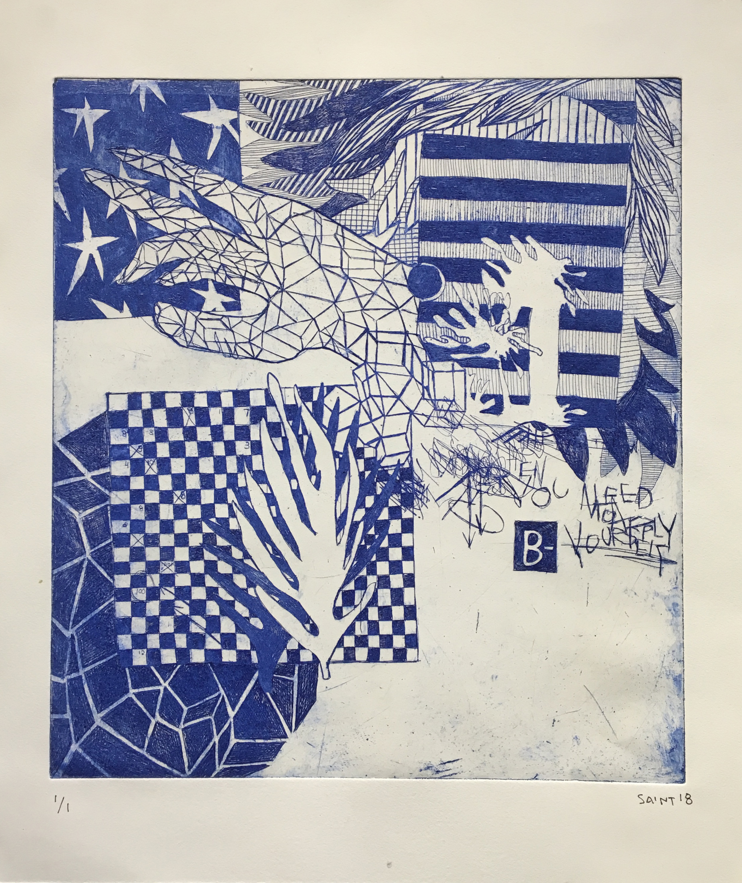 Daisy St. Sauveur, Side B , Etching, 22 x 18 in. (framed), 2018