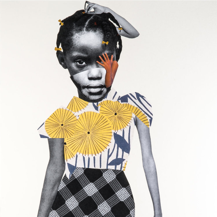 Untitled, 2017 by Deborah Roberts, mixed media on paper, 30 x 22 inches. Photo Credit: Philip Roger. Image courtesy of MASS MoCA