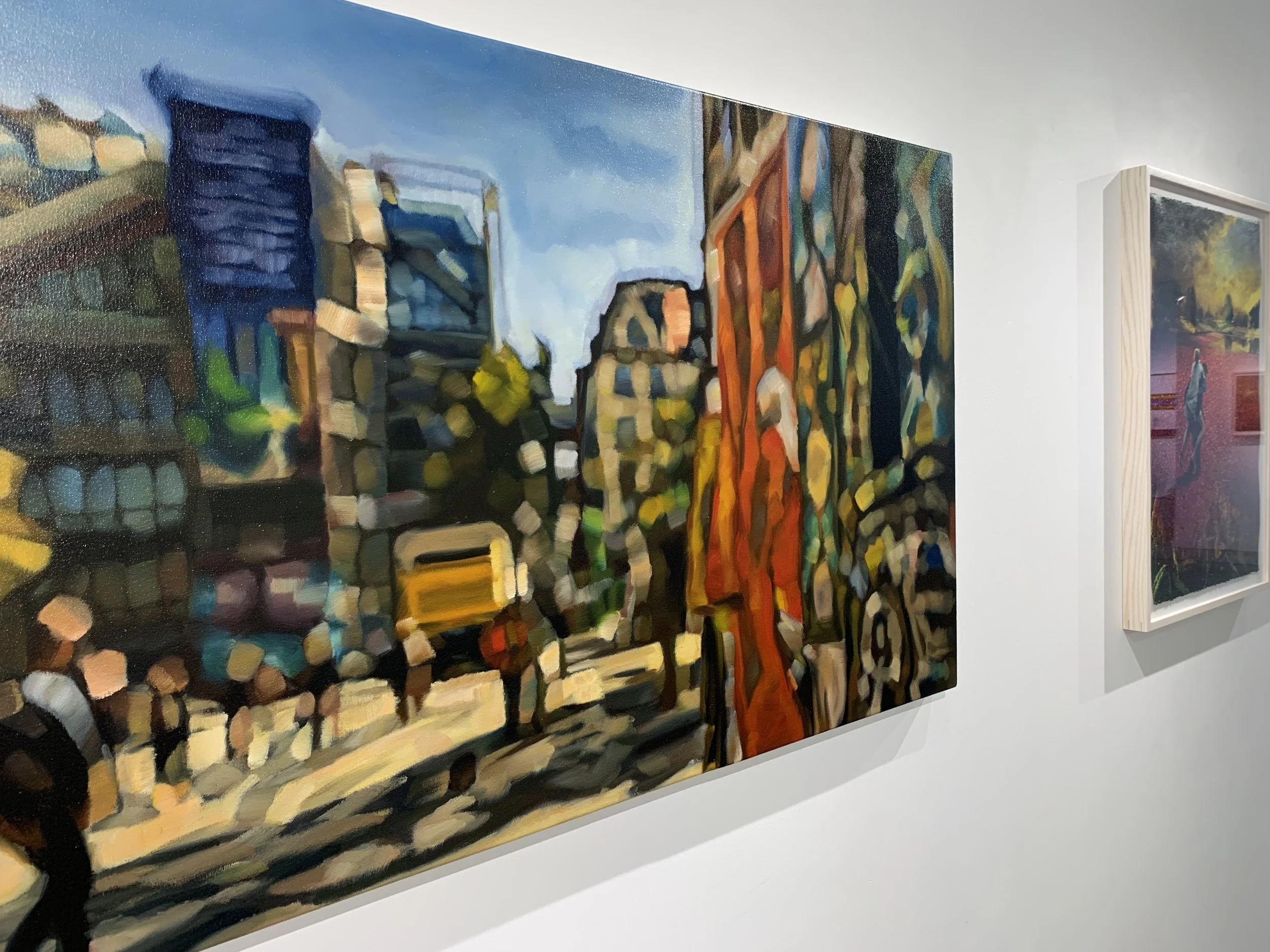 Mishael Coggeshall-Burr, Pompidou Graffiti , Oil on canvas, 30 x 48 in., 2019; On view in PICNIC at Abigail Ogilvy Gallery June-August 2019