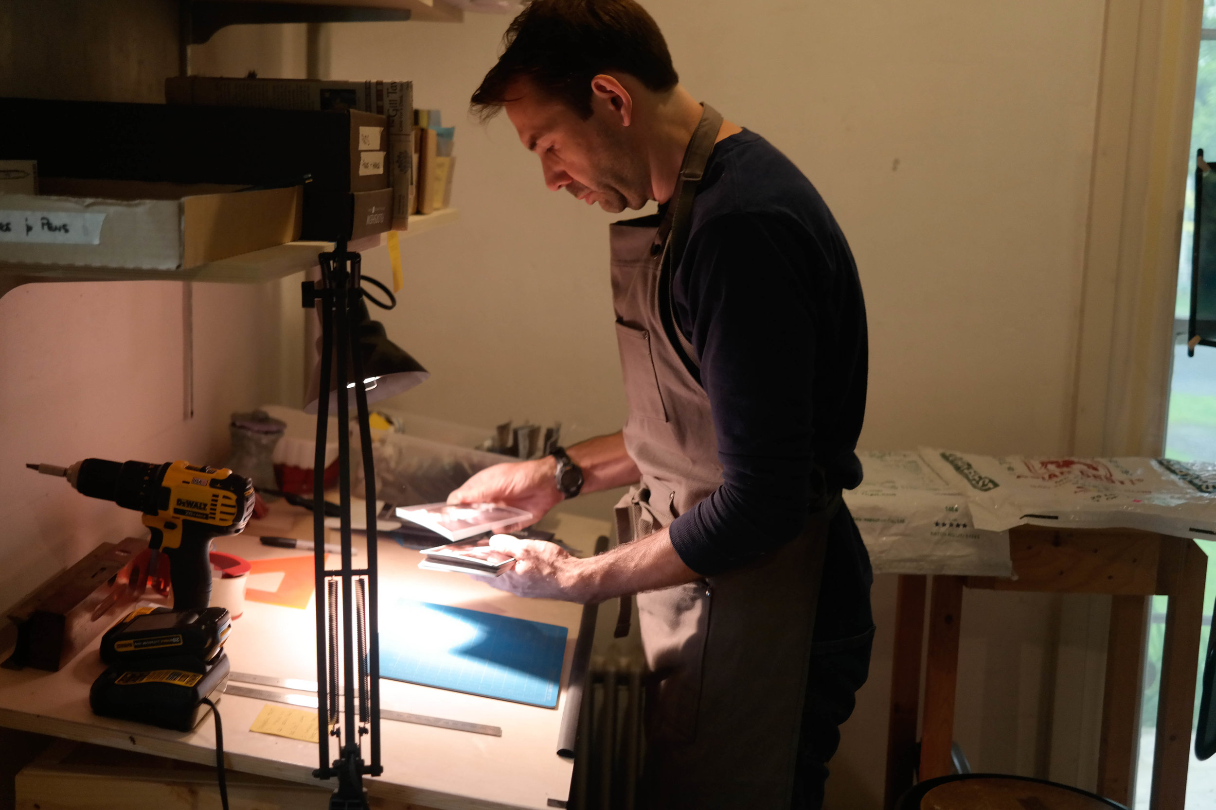 Mishael Coggeshall-Burr in his studio. Photo courtesy of the artist, 2019.