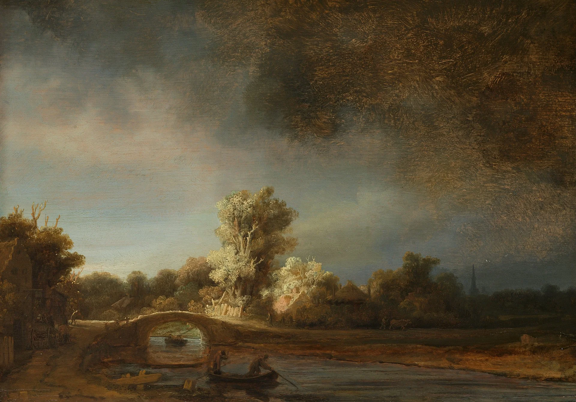 Landscape with a Stone Bridge, Rembrandt van Rijn, c. 1638 oil on panel, h 29.5cm × w 42.5cm × d 5.5cm Image Courtesy of Rijksmuseum
