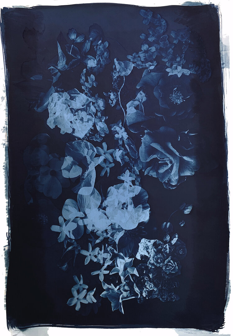 Susan Murie, “Ancestral Map 2,” Cyanotype on paper, 45 x 30 in., $2500