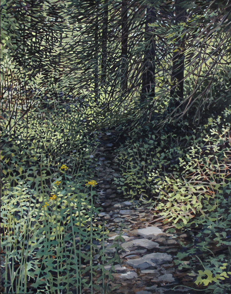 Galatea Fine Art: Vicki Kocher Paret, "Passage: Mill Creek Canyon #5", gouache on panel, 14x11", 2020, $600
