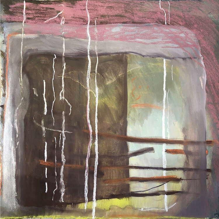 Madeline Peckenpaugh, Testing Sounds, 2020. Acrylic and pastel on paper. 23 x 22.5 in.