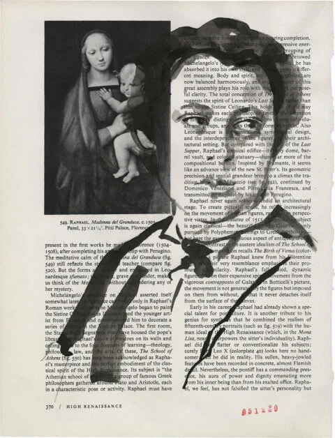 Alma Siedhoff-Buscher, 2020 Sumi Ink on Book Page 11.375 x 8.625 in.Click for more information.