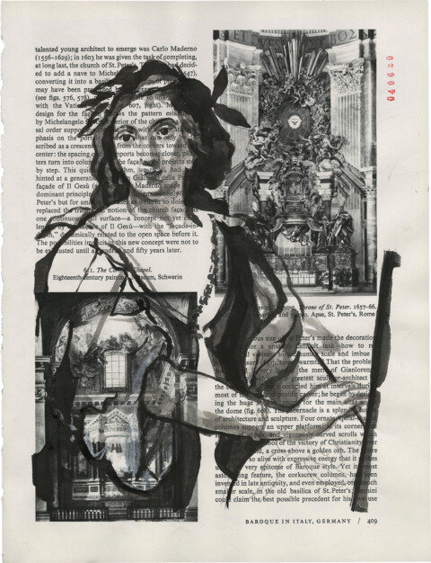 Elisabetta Sirani, 2020 Sumi Ink on Book Page 11.375 x 8.625 in. Click for more information.