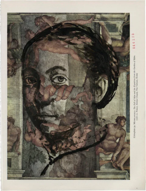 Sofonisba Anguissola, 2020 Sumi Ink on Book Page 11.375 x 8.625 in.Click for more information.