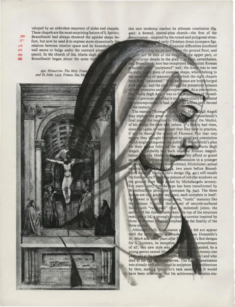 Plautilla Nelli, 2020 Sumi Ink on Book Page 11.375 x 8.625 in.Click for more information.