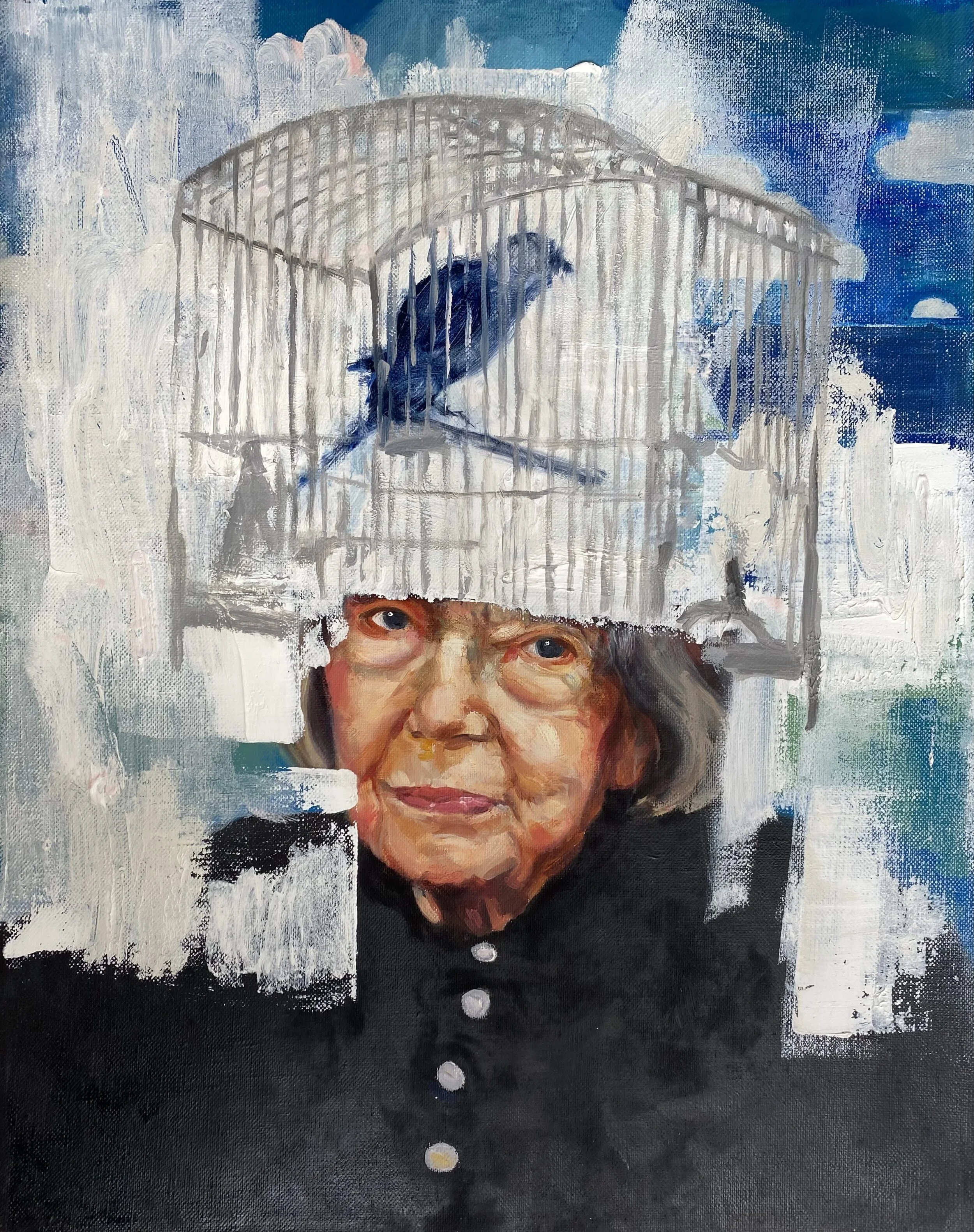 'Caged bird sings' (Eileen Agar), 2021 Oil on canvas 20 × 16 in.