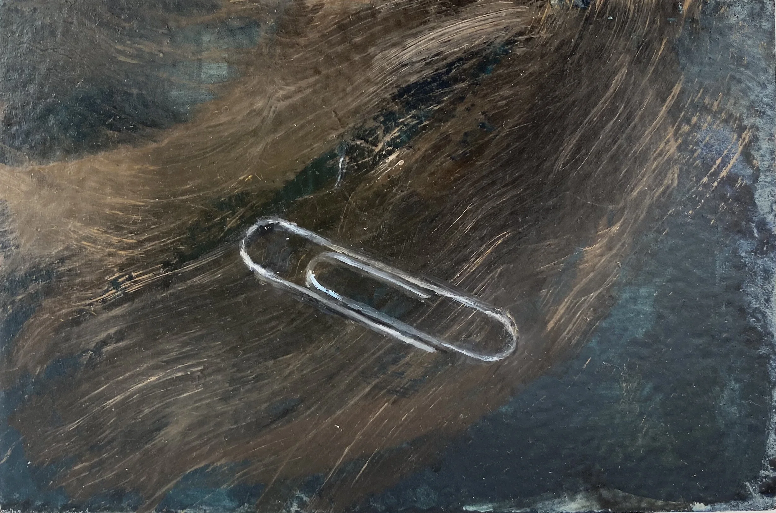 The hair pin is indispensable (Louise Bourgeois), 2021 Oil on panel 6 × 4 × 2 in.