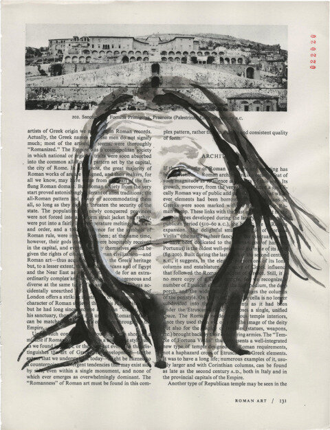 Annie Pootoogook, 2020 Sumi Ink on Book Page 11.375 x 25.875 in. (Triptych)Click for more information.
