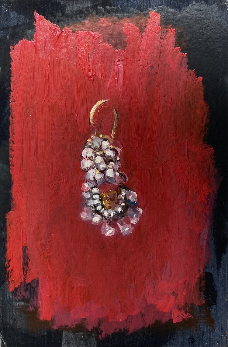 Coral Woodbury, Adornment (Frida Kahlo), 2020. Oil on panel. 7 x 5 in.