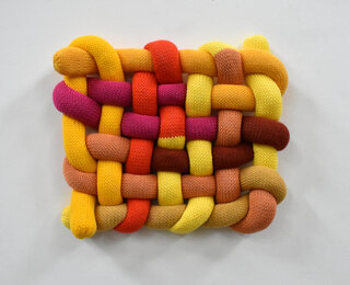 Katrina Sánchez, Sunbeam, 2021, Knitted yarn and fiberfill, 18 x 24 in.