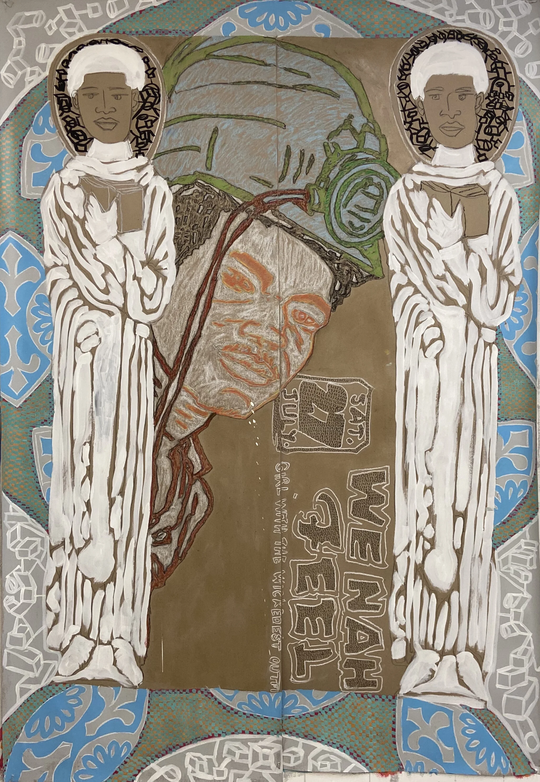 Marlon Forrester WeNahFeel23, 2019 Mixed media on paper 96 x 60 in.