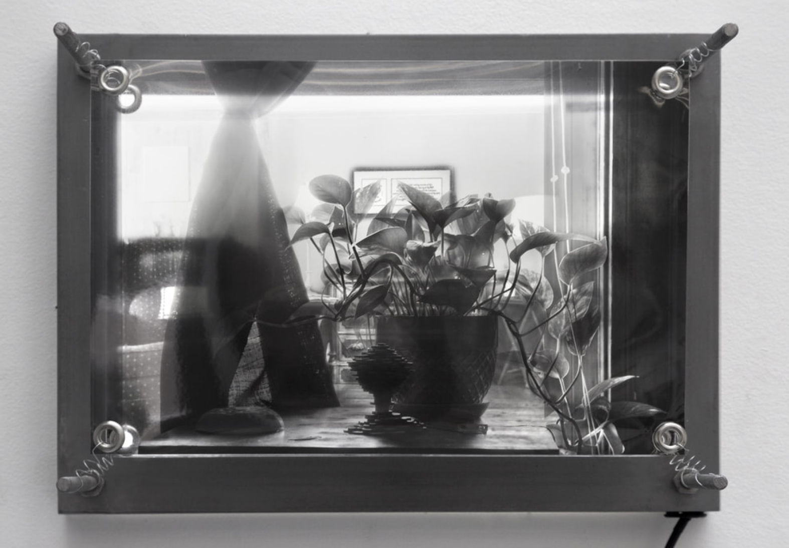 Kristina McComb Two Sides of Self #2, 2018 Pigment Prints on Acetate, Steel, Plexiglass, LED lights 8 x 11 x 4.5 in.