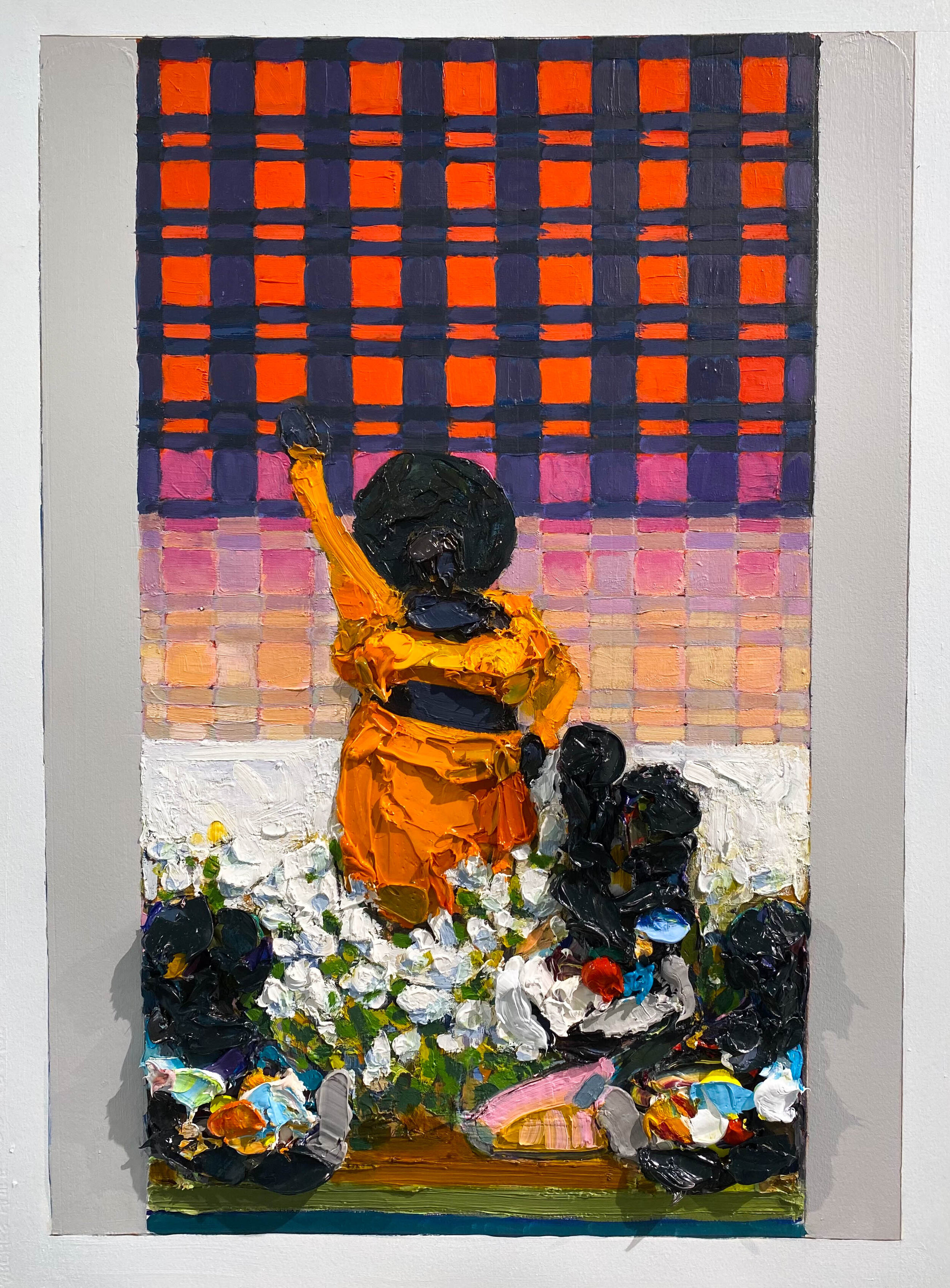 Lavaughan Jenkins, Hold us together (cotton field), 2021. Oil paint on paper. 30 x 22 in.