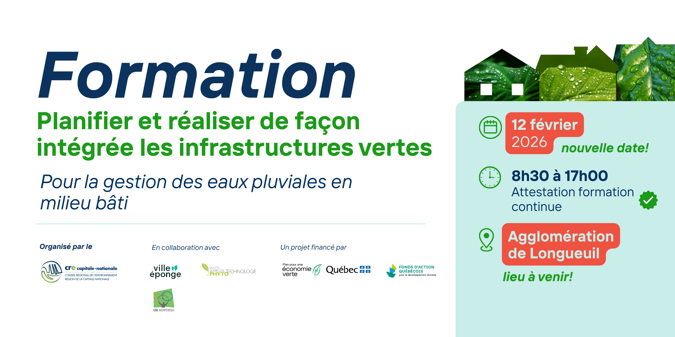 Formation : Planifier et réaliser de façon intégrée les infrastructures vertes