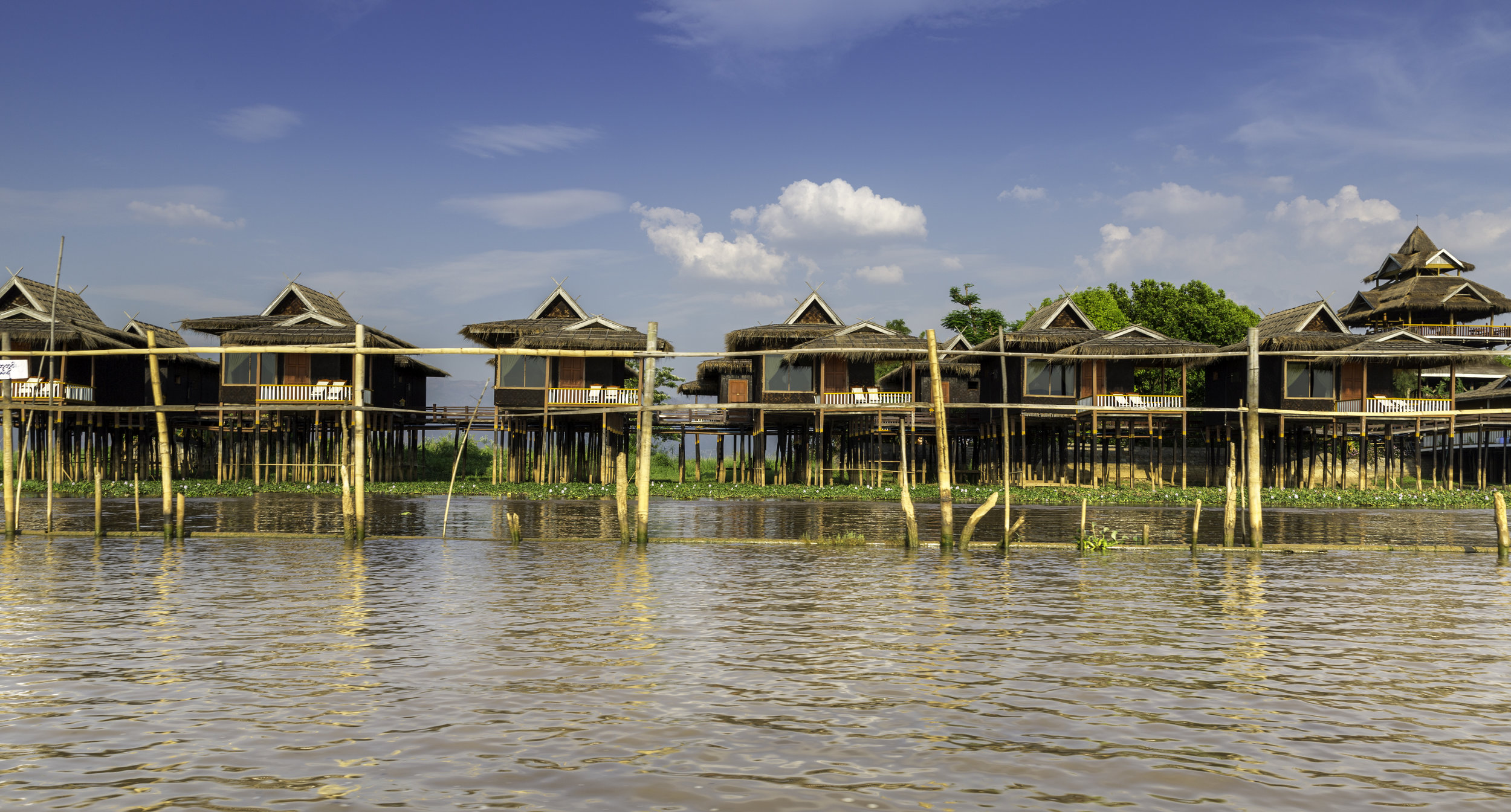 Hotel built over water. A 4 star hotel! Whole villages are constructed over water.