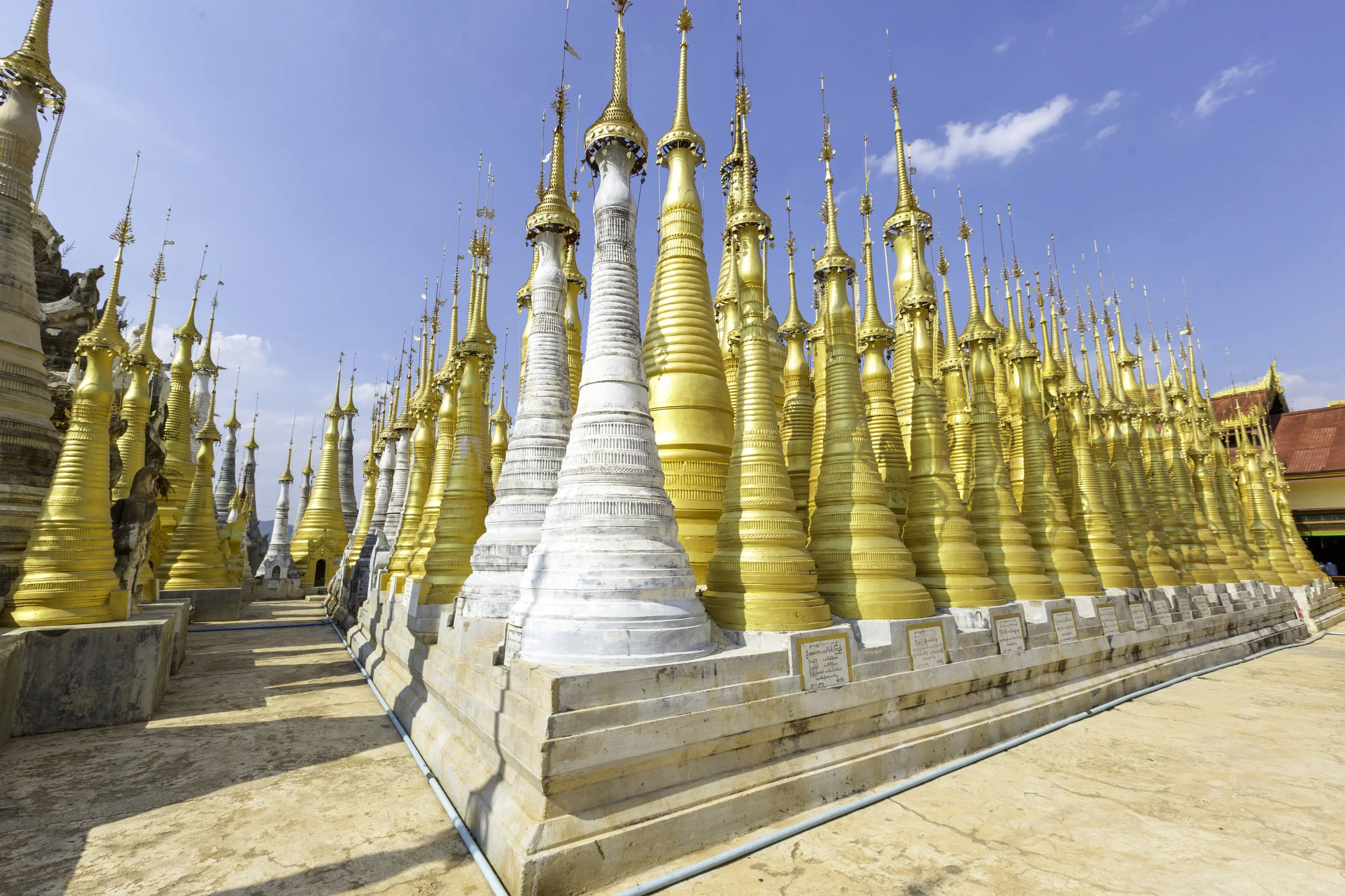 Shwe Inn Thein Pagoda Hundreds of pagoda near Inle Lake.