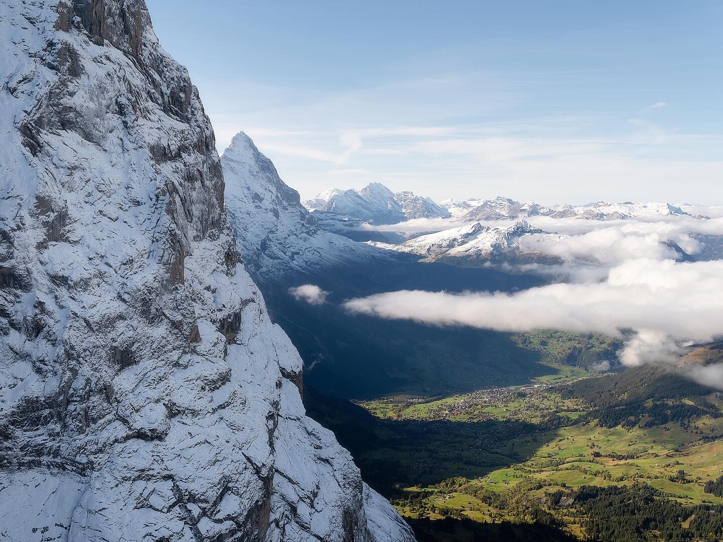 Grindelwald. So close you can reach out and touch the cliff face, there is Eiger&rsquo;s North Face playing hide and seek. 

@sky_trotter epic piloting skills! ✈️