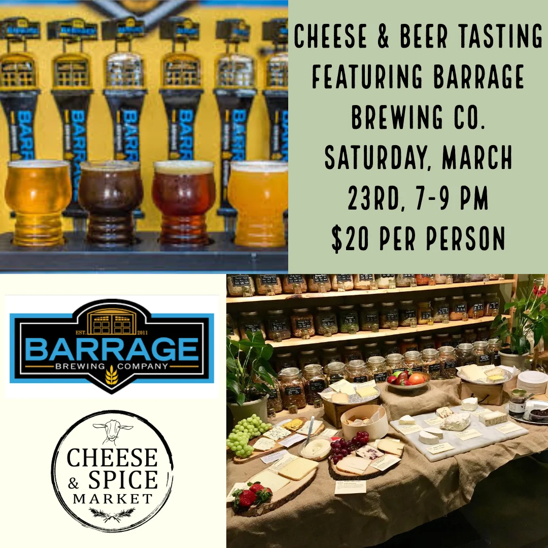Cheese &amp; Beer Tasting Featuring Barrage Brewing Co.