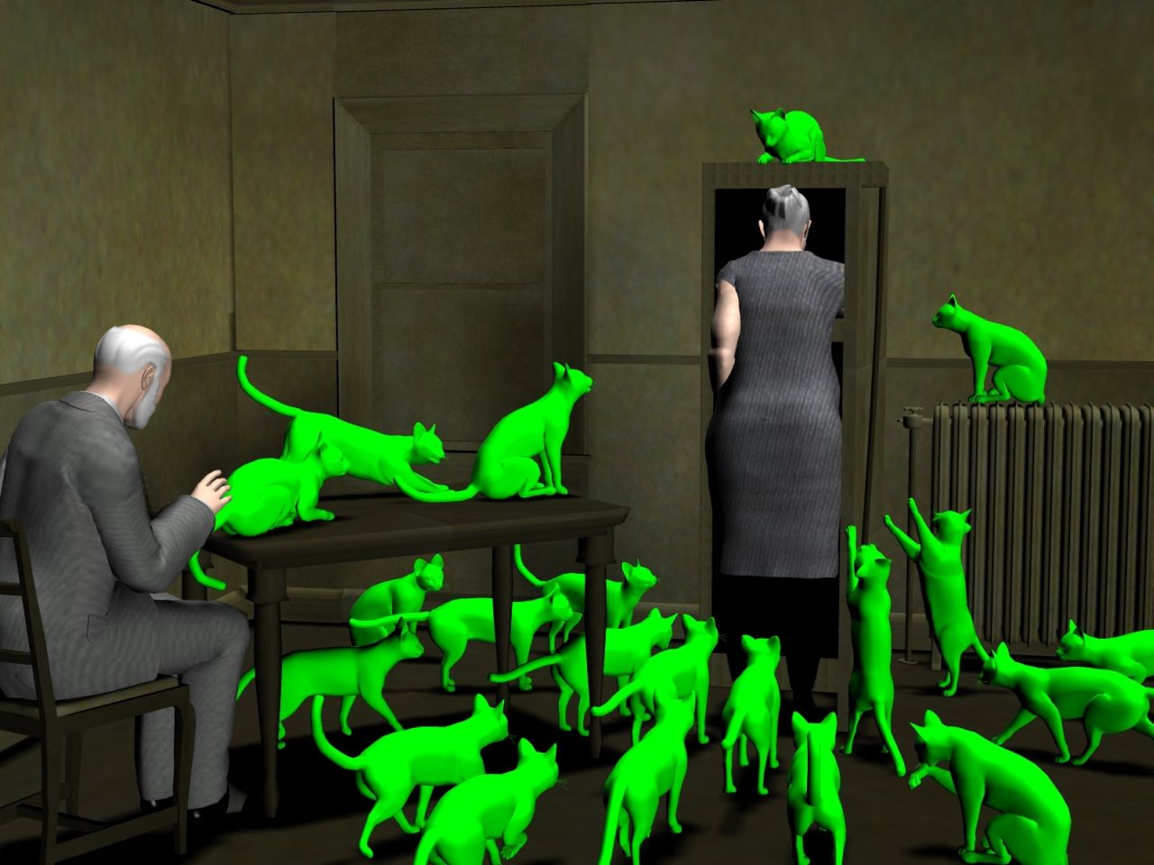 Computer Generated copy of Radioactive Cats (EnglishBob on Deviant Art)