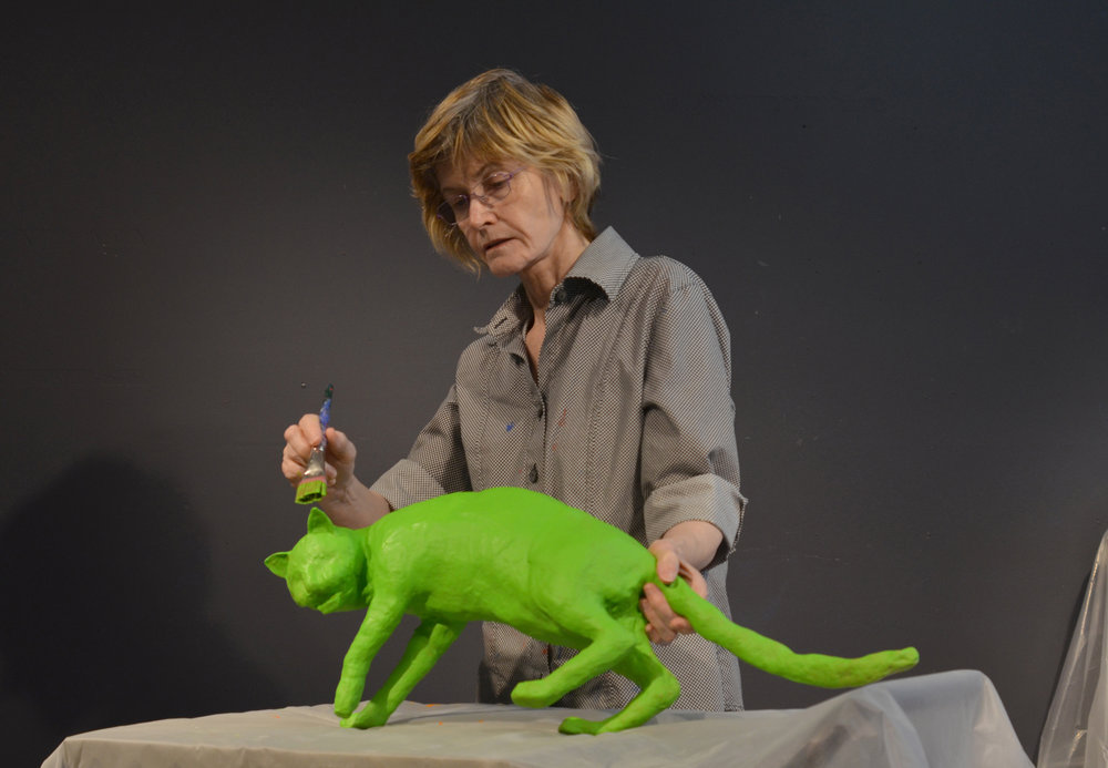 Skogland working on a cat model of her images.