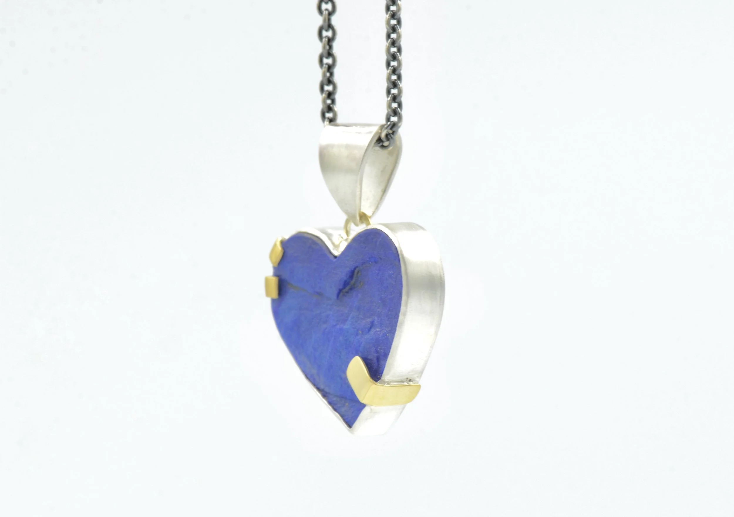 Natural Surface Lapis Lazuli Heart Pendant.