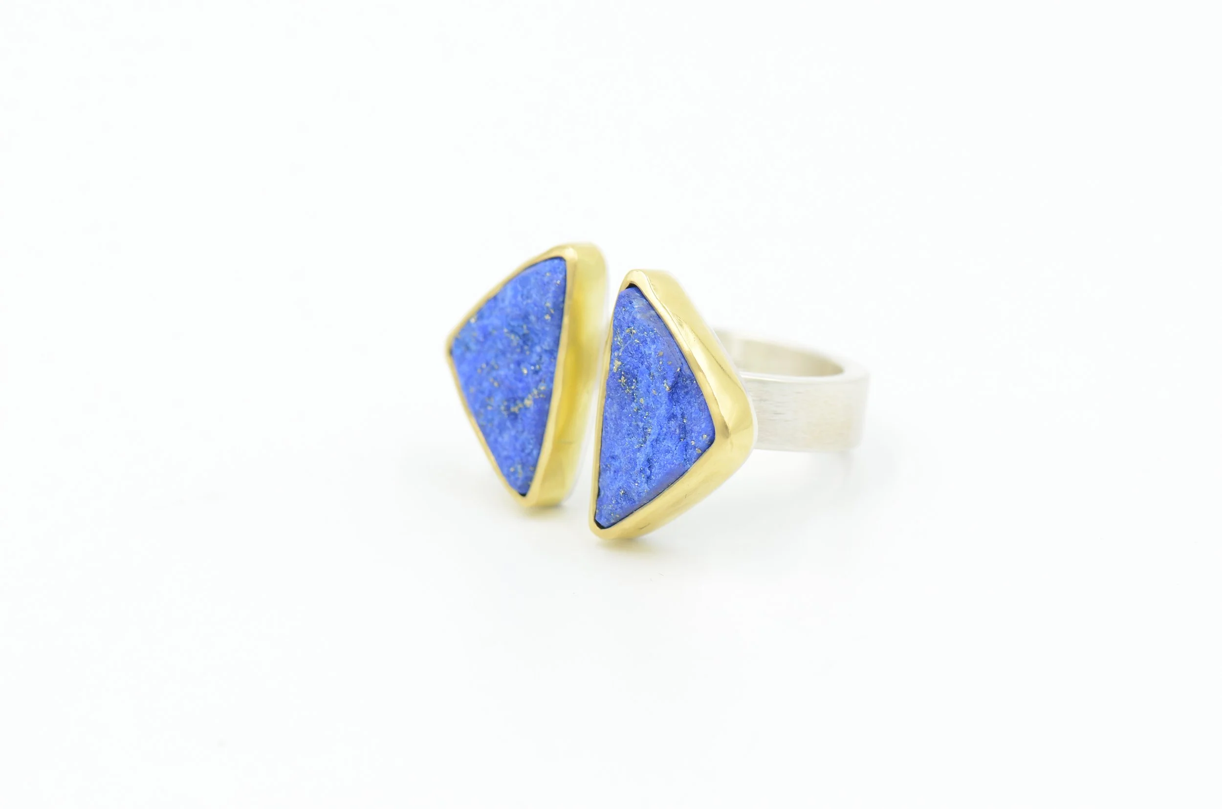 Rough Lapis Two Stone Ring