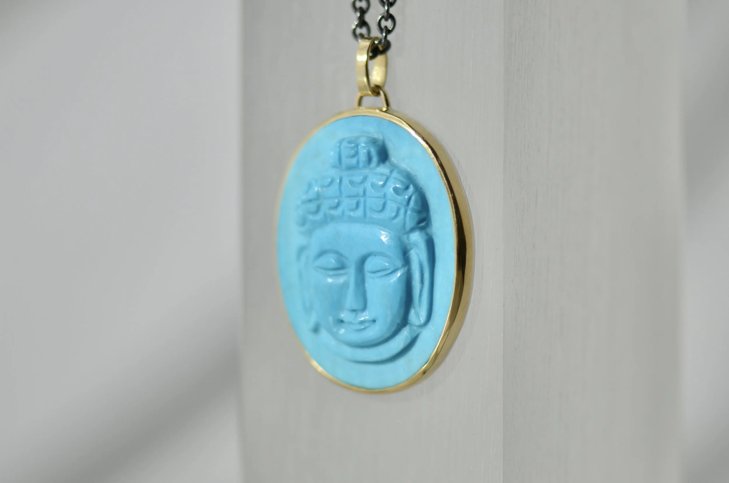 Turquoise Carved Buddha Pendant