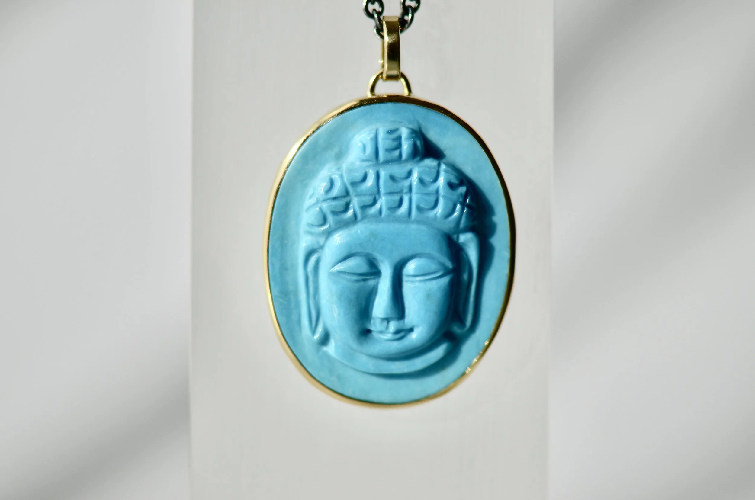 Turquoise Carved Buddha Pendant