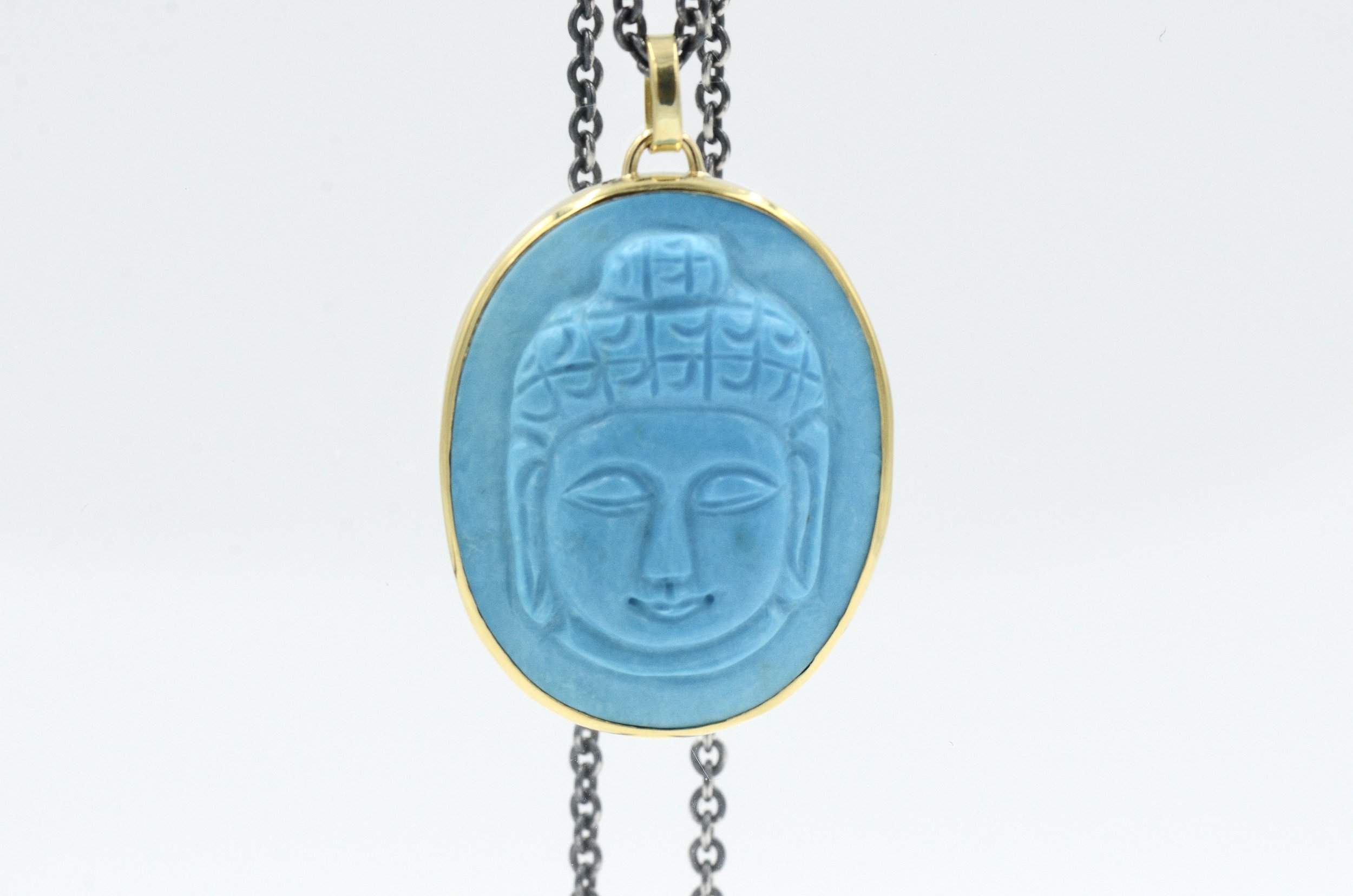 Turquoise Carved Buddha Pendant
