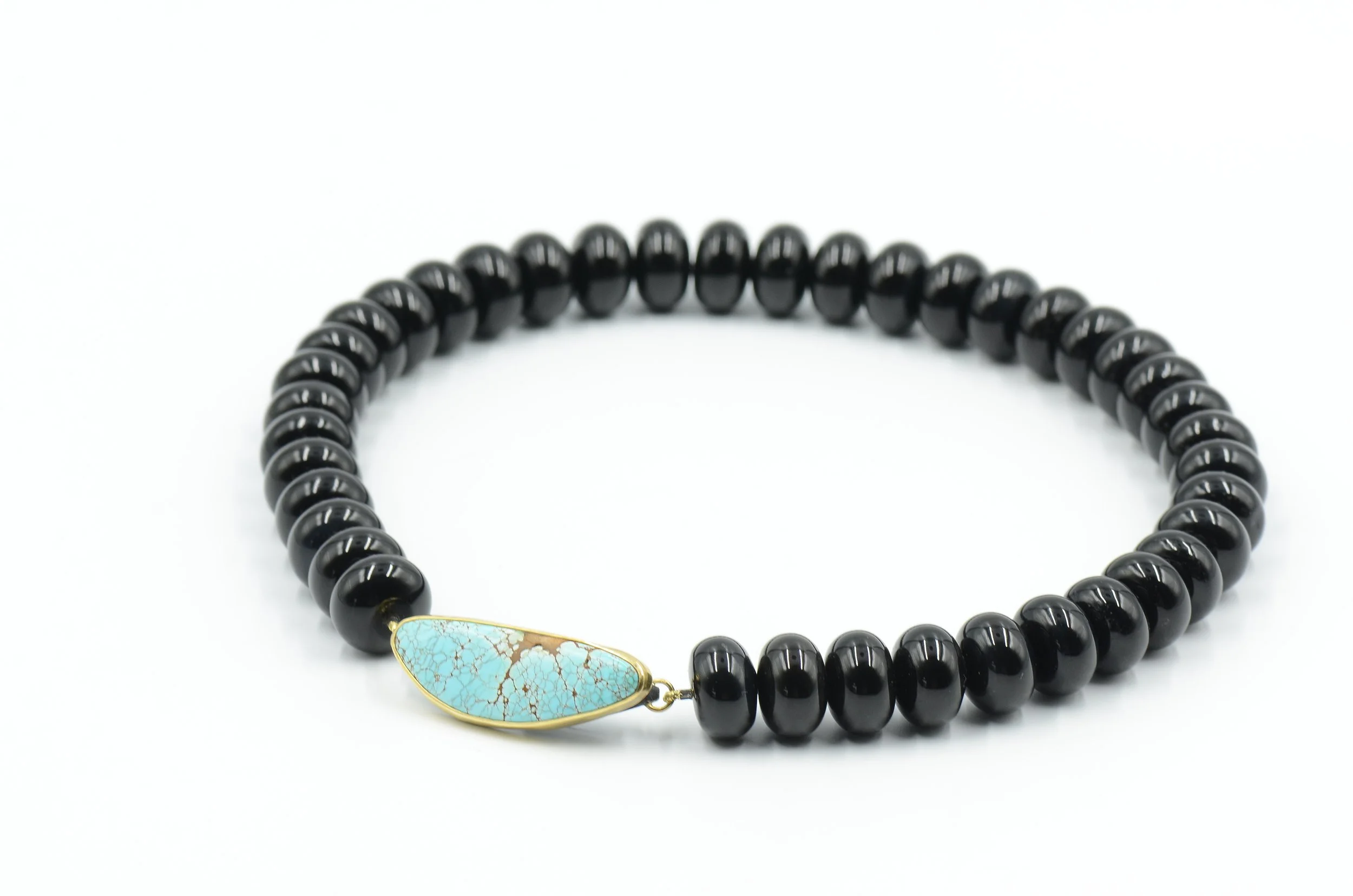 Statemente Onxy and turquoise necklace large beads