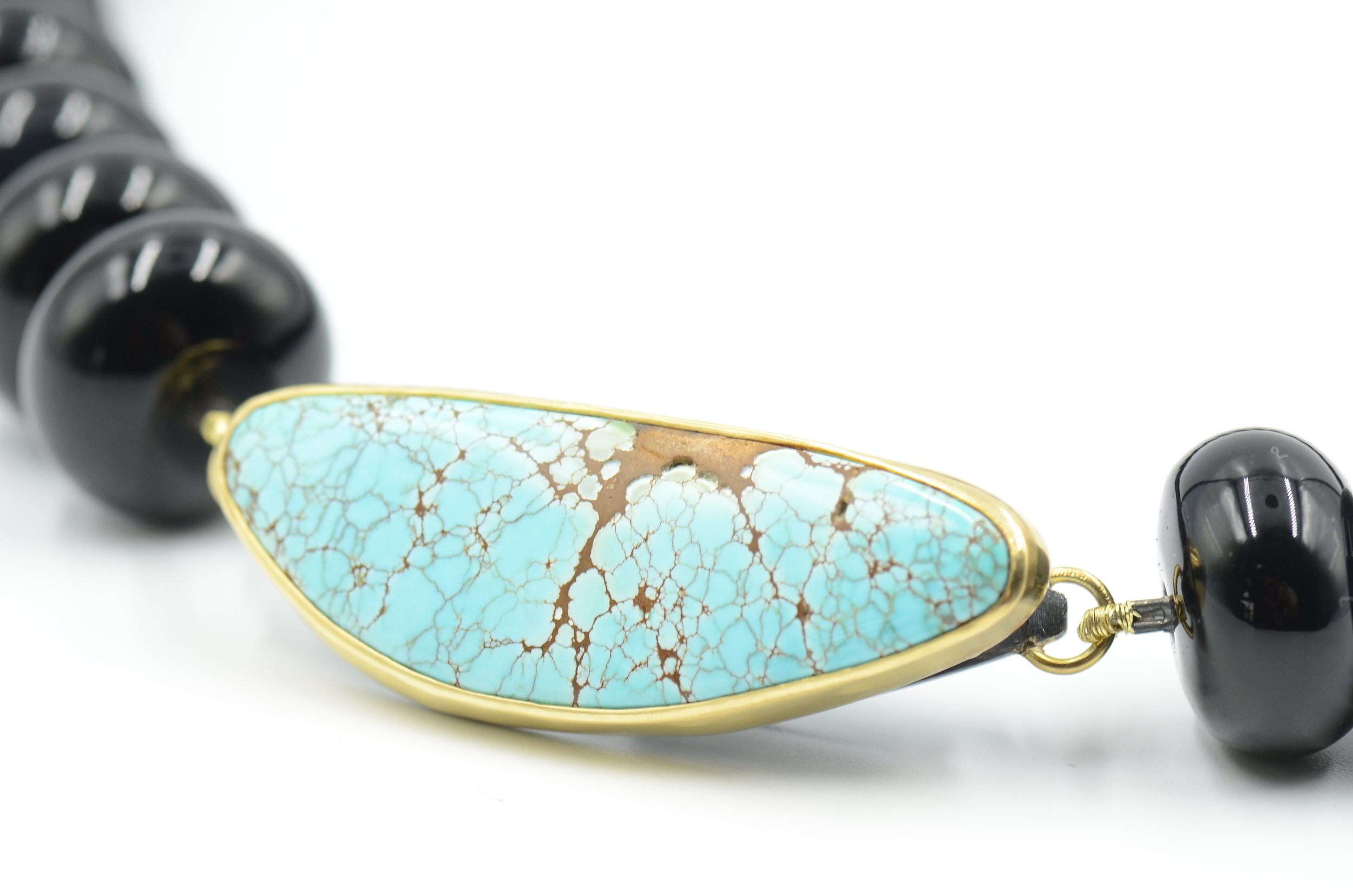 Onyx and Sleeping Beauty Statement Necklace