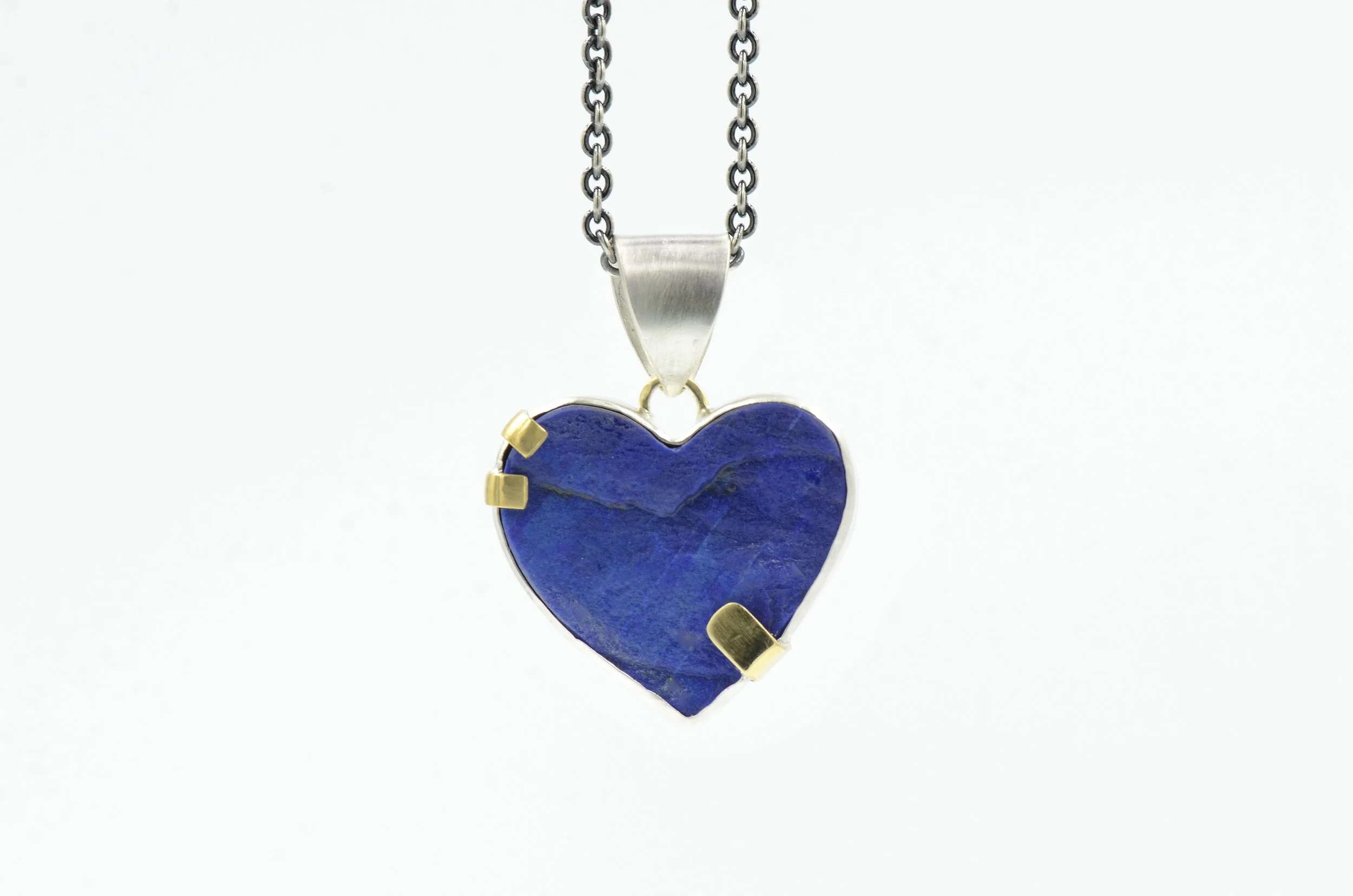 Natural Surface Lapis Lazuli Heart Pendant.