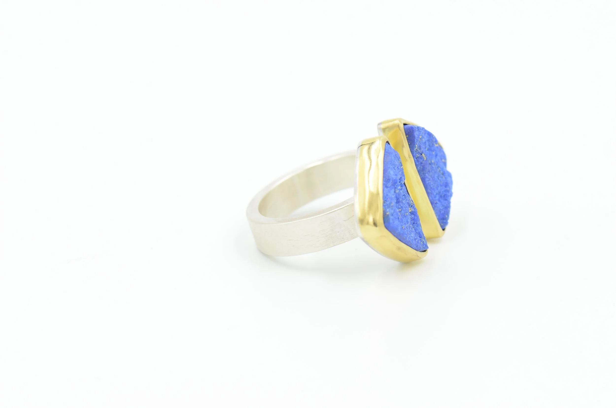 Rough Lapis Two Stone Ring
