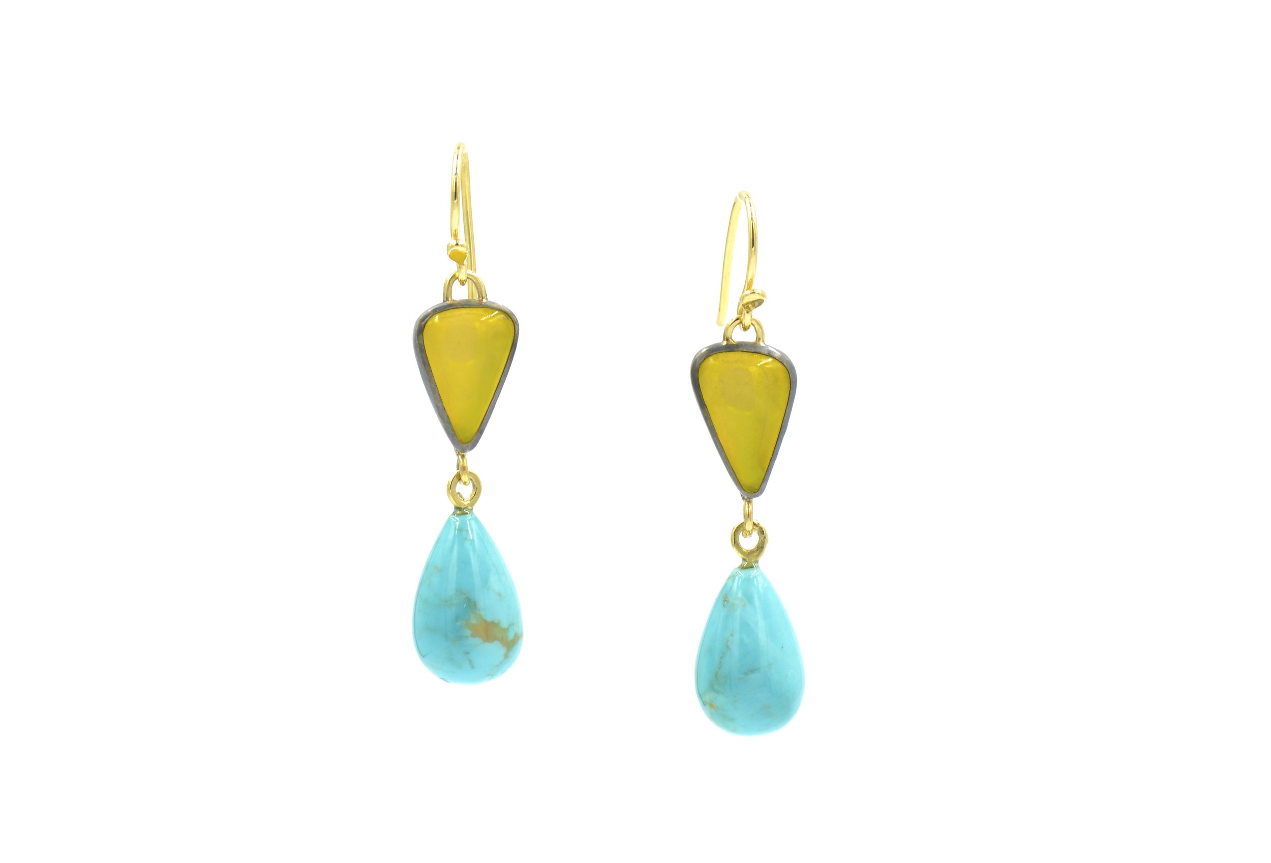 Turquoise and Rosarita Dangle Earrings