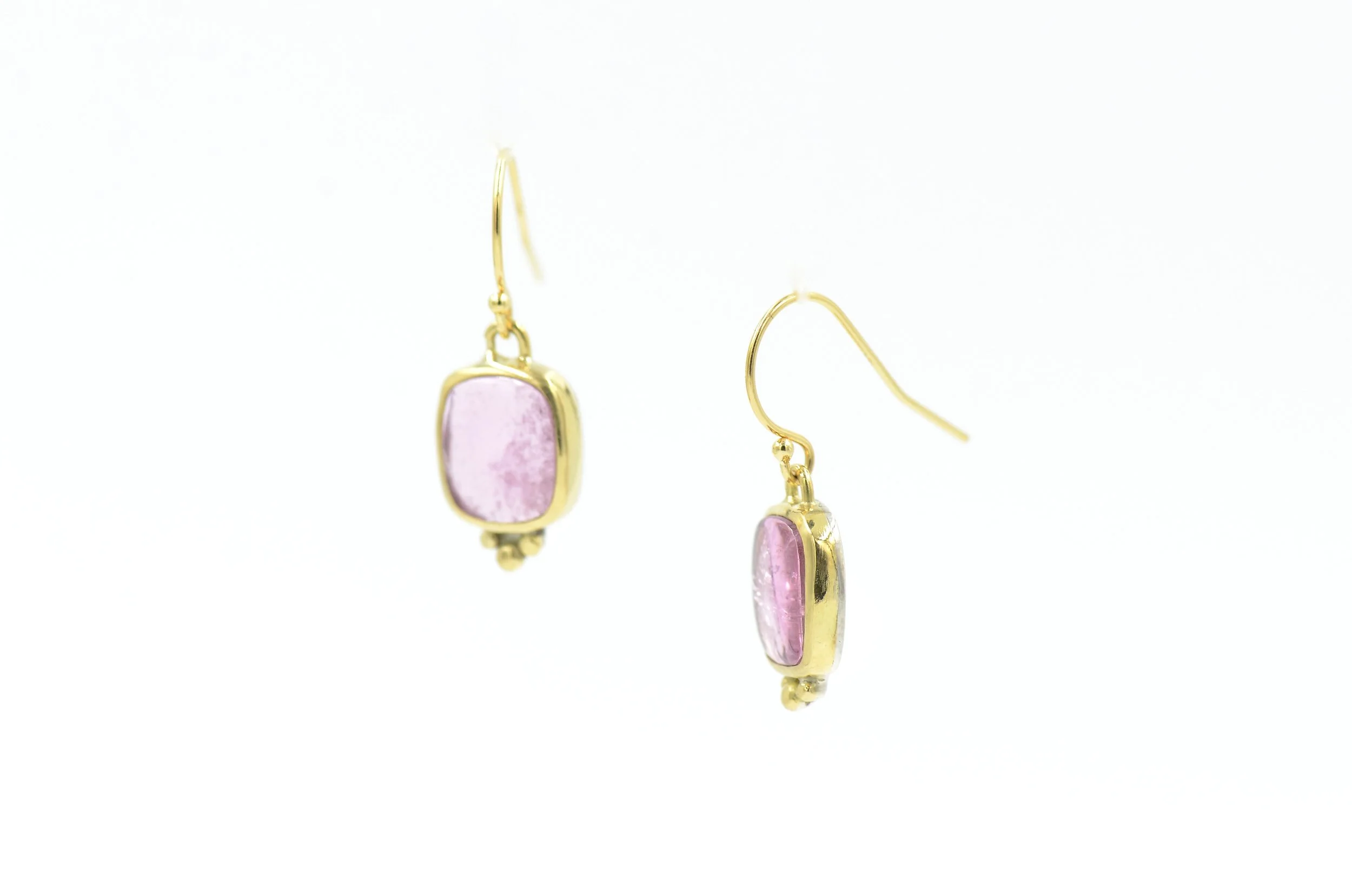Cali Pink Tourmaline Dangle Earrings.