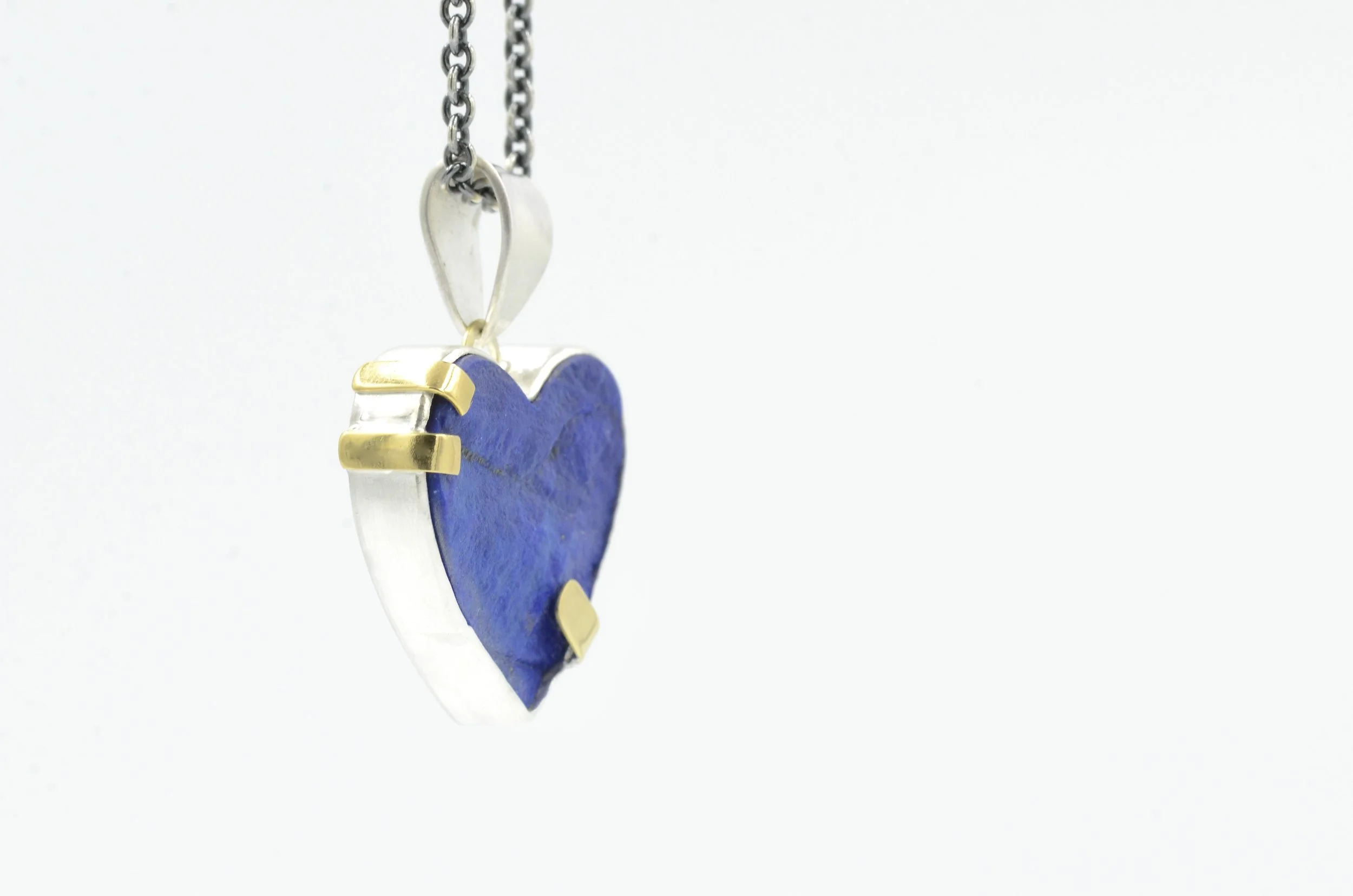 Natural Surface Lapis Lazuli Heart Pendant.
