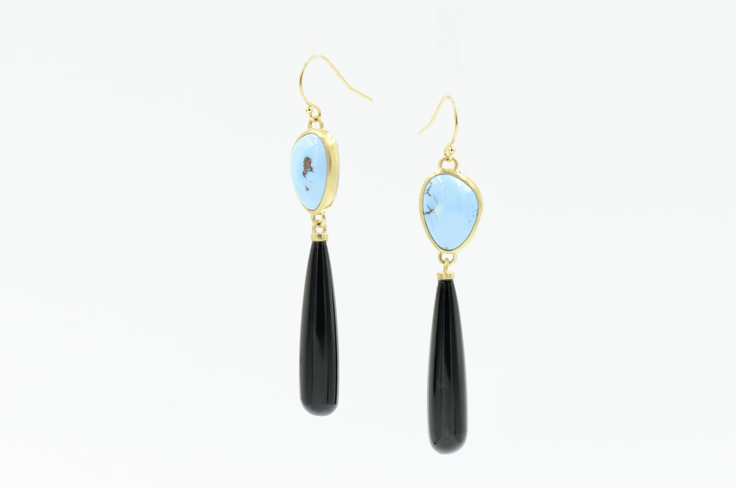 Golden Hills and Onyx Dangle Earrings