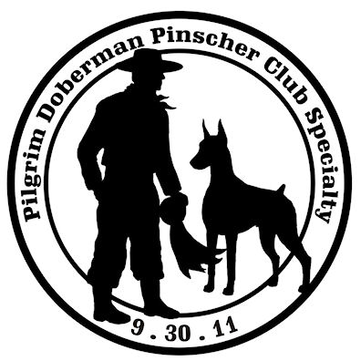 Pilgrim Doberman Pinscher Club 2011 Specialty Show logo - Style: graphic, black & white